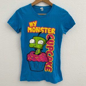 Gir Zim Invader vintage shirt size S blue Monster cupcake